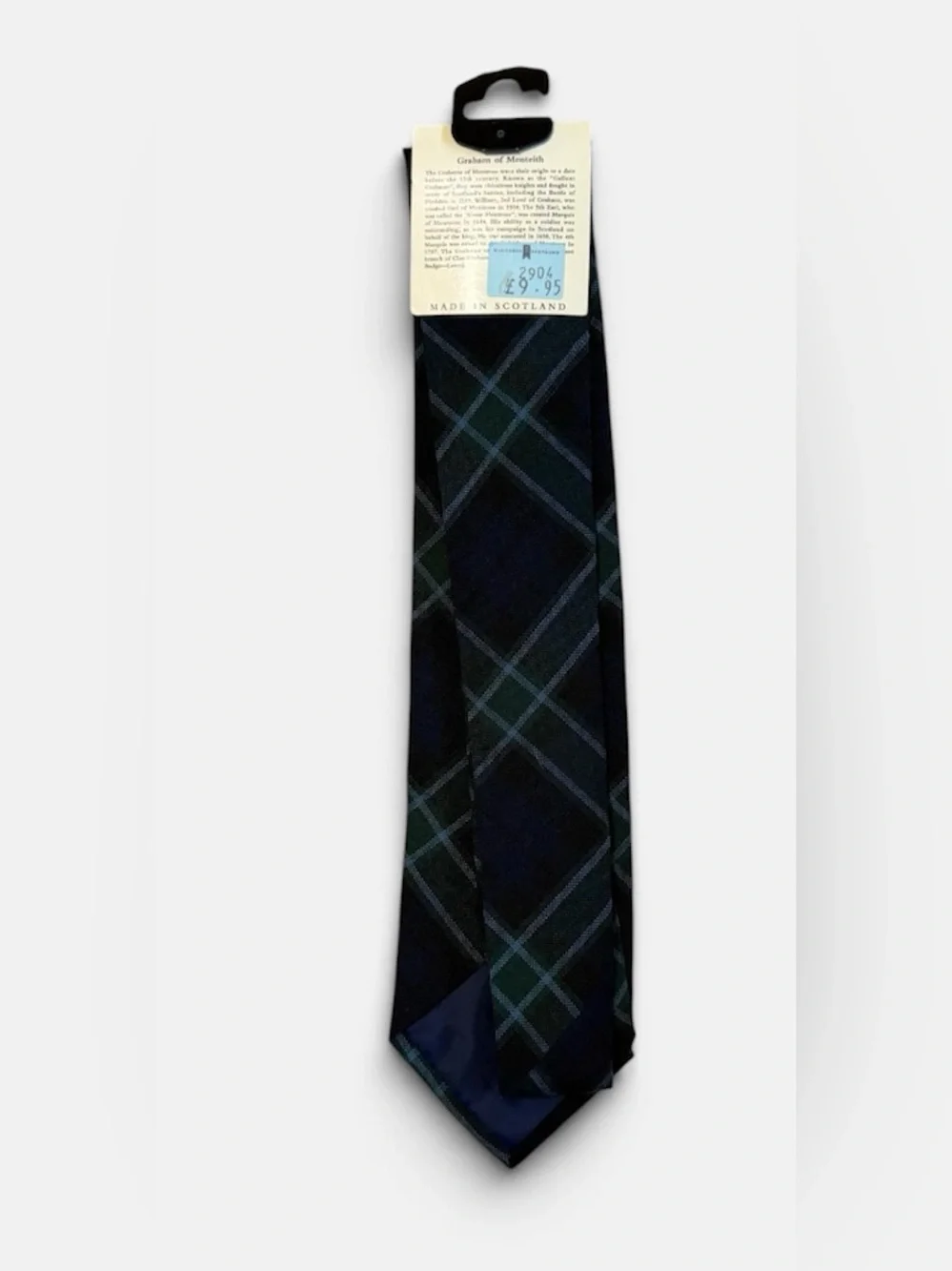 NWT Vintage Tie Men's Green Plaid Pure New Wool neck Tie Academia